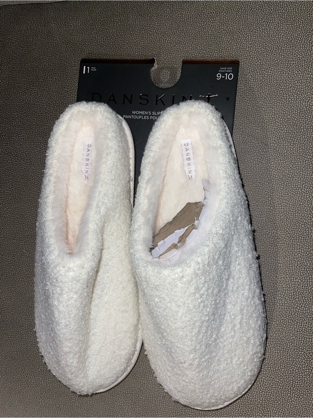 Danskin Ivory Faux-Sherpa Slip-On Mules with Rubber Soles